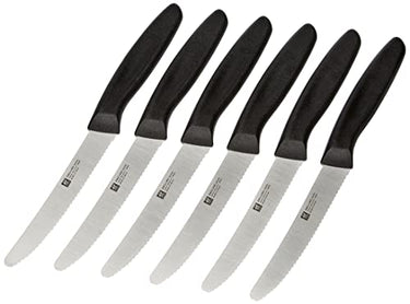 ZWILLING Twin Grip Messer-Set, 6-teilig, Küchenmesser, Klingenlänge: 12 cm, Rostfreier Spezialstahl/Kunststoff-Griff, Schwarz im Sale
